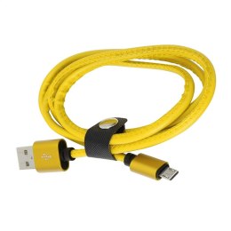 PLATINET HERA MICRO USB TO USB LEATHER CABLE KABEL 1M 2,4A YELLOW TE [43296]