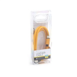 PLATINET HERA MICRO USB TO USB LEATHER CABLE KABEL 1M 2,4A YELLOW TE [43296]