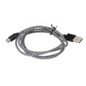 PLATINET HERMES MICRO USB TO USB FABRIC BRAIDED CABLE KABEL 2A 1M BLACK [43302]