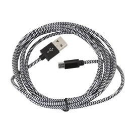 PLATINET HERMES MICRO USB TO USB FABRIC BRAIDED CABLE KABEL 2M BLACK