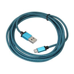 PLATINET HERMES MICRO USB TO USB FABRIC BRAIDED CABLE KABEL 2M BLUE