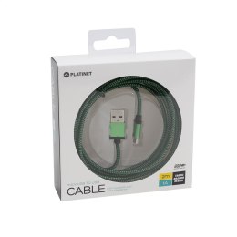 PLATINET HERMES MICRO USB TO USB FABRIC BRAIDED CABLE KABEL 2M GREEN TE