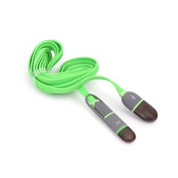 PLATINET INDIGO HORNET USB UNIVERSAL CABLE KABEL 2 IN 1: MICRO USB & LIGHTNING PLUGS 2M GREEN [43582] TE