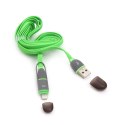 PLATINET INDIGO HORNET USB UNIVERSAL CABLE KABEL 2 IN 1: MICRO USB & LIGHTNING PLUGS 2M GREEN [43582] TE