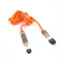 PLATINET INDIGO HORNET USB UNIVERSAL CABLE KABEL 2IN1 MICRO USB & LIGHTNING PLUGS 2M ORANGE [43583]