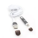 PLATINET INDIGO HORNET USB UNIVERSAL CABLE KABEL 2IN1 MICRO USB & LIGHTNING PLUGS 2M WHITE [43584]