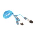 PLATINET INDIGO HORNET USB UNIVERSAL CABLE KABEL 2 IN 1: MICRO USB & LIGHTNING PLUGS BLUE 42871 TE