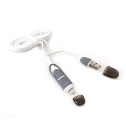 PLATINET INDIGO HORNET USB UNIVERSAL CABLE KABEL 2 IN 1: MICRO USB & LIGHTNING PLUGS WHITE 42874 TE