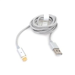 PLATINET MAGNETO MICRO USB TO USB CABLE KABEL WITH 2X MAGNETIC PLUGS 1,2M SILVER [43470]