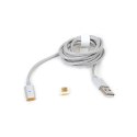 PLATINET MAGNETO MICRO USB TO USB CABLE KABEL WITH 2X MAGNETIC PLUGS 1,2M SILVER [43470]