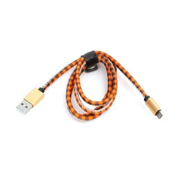 PLATINET MAMBA MICRO USB TO USB LEATHER CHECKED CABLE KABEL 1M ORANGE TE [43325]