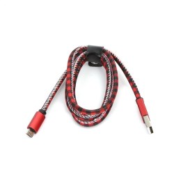 PLATINET MAMBA MICRO USB TO USB LEATHER CHECKED CABLE KABEL 1M RED TE [43443]