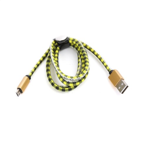 PLATINET MAMBA MICRO USB TO USB LEATHER CHECKED CABLE KABEL 2,4A 1M YELLOW [43322]