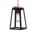 PLATINET PENDANT LAMP LAMPA SUFITOWA IKAR P1610112 E27 METAL+WOOD BLACK 17x14x28 [44022]