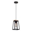 PLATINET PENDANT LAMP LAMPA SUFITOWA IKAR P1610112 E27 METAL+WOOD BLACK 17x14x28 [44022]