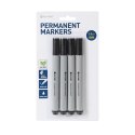 PLATINET PERMANENT MARKERS BLACK BLISTER*4 43013