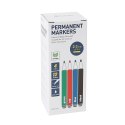 PLATINET PERMANENT MARKERS MIX BLACK BLUE RED GREEN BOX*12 43012