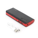 PLATINET POWER BANK 8000 mAh + MICRO USB CABLE + torch BLACK RED [42418]