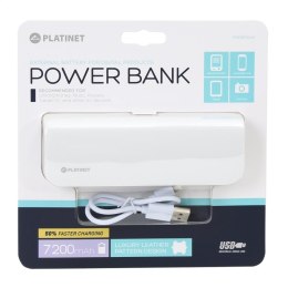 PLATINET POWER BANK LEATHER 7200mAh WHITE + MICRO CABLE KABEL [43415]