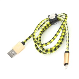 PLATINET TAJPAN USB LIGHTNING LEATHER CHECKED CABLE KABEL 1M YELLOW TE [43326]
