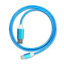 PLATINET USB A TO LIGHTNING LED CABLE KABEL 1M 2A BLUE [45739]