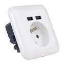 PLATINET WALL SOCKET FRENCH + 2 USB 2.1A [43964]