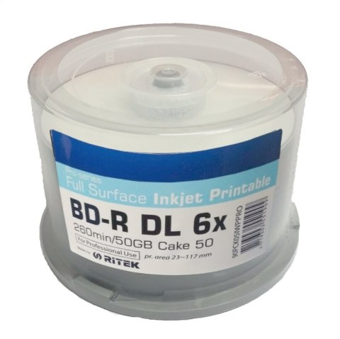 TRAXDATA RITEK BD-R BLU-RAY 50GB 6X DL PRINTABLE CAKE*50 90PCK05IWPPRO