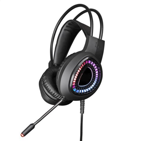 VARR GAMING RGB HEADPHONES 40MM SŁUCHAWKI NAUSZNE Z MIKROFONEM USB 7.1 DO PC I PS5 BLACK [45551] TE