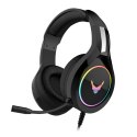 VARR GAMING RGB HEADPHONES 50MM SPEAKERS SŁUCHAWKI NAUSZNE MIC 3,5MM USB BLACK [45206]