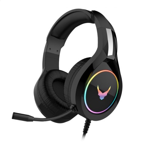 VARR GAMING RGB HEADPHONES 50MM SŁUCHAWKI NAUSZNE MIC 3,5MM USB BLACK [45206]