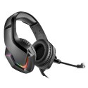 VARR GAMING RGB HEADPHONES 50MM SPEAKERS SŁUCHAWKI NAUSZNE MIC 3,5MM USB BLACK [45561]