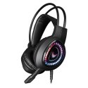 VARR GAMING RGB HEADPHONES WITH MIC SŁUCHAWKI NAUSZNE Z MIKROFONEM STEREO LITE 3,5MM USB BLACK [45559]