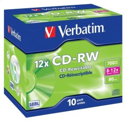 VERBATIM CD-RW 700MB 8-12X JEWEL CASE*10 43148