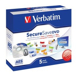 VERBATIM DVD-R 4,5GB SECURE SAVE AES 256-BIT JEWEL CASE*5 43706 EOL