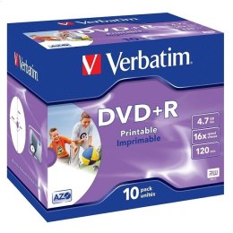 VERBATIM DVD+R 4,7GB 16X PRINTABLE ID BRAND JEWEL CASE*10 43508