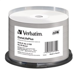 VERBATIM DVD-R 4,7GB 16X PRINTABLE THERMAL WHITE CAKE*50 43755 PRO