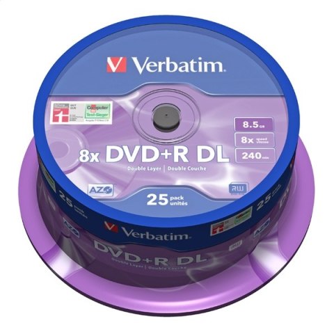VERBATIM DVD+R DL 8,5GB 8X DOUBLE LAYER CAKE*25 43757