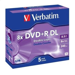 VERBATIM DVD+R DL 8,5GB 8X DOUBLE LAYER JEWEL CASE*5 43541