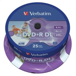 VERBATIM DVD+R DL 8,5GB 8X PRINTABLE DOUBLE LAYER CAKE*25 43667