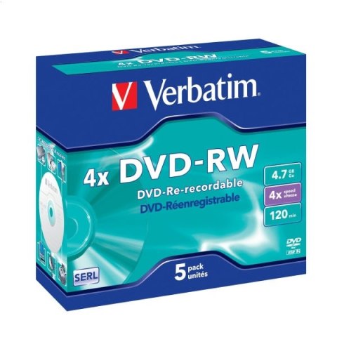 VERBATIM DVD-RW 4,7GB 4X JEWEL CASE*5 43285