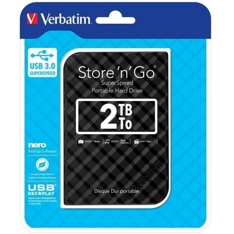 VERBATIM EXTERNAL HDD 2TB 2,5 USB 3.0 BLACK 53195