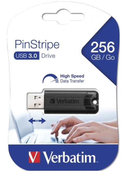 VERBATIM PENDRIVE PINSTRIPE USB 3.0 256GB BLACK 49320