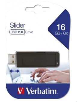 VERBATIM PENDRIVE SLIDER USB 2.0 16GB BLACK 98696