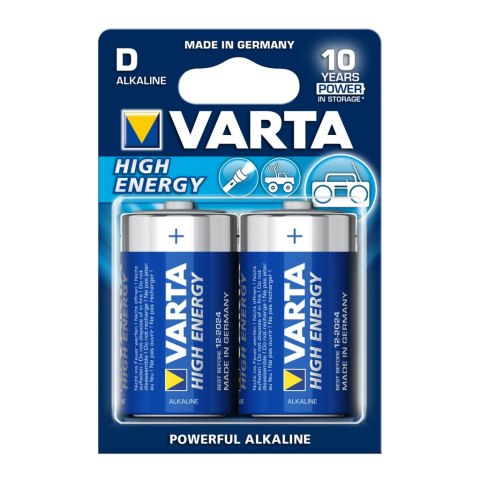 BATERIE ALKALICZNE VARTA R20 (typD) LONGLIFE POWER (HIGH ENERGY) 2szt