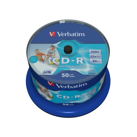 DYSK VERBATIM CD-R 700MB 52X PRINTABLE WIDE DATA LIFE+ AZO CAKE BOX 50