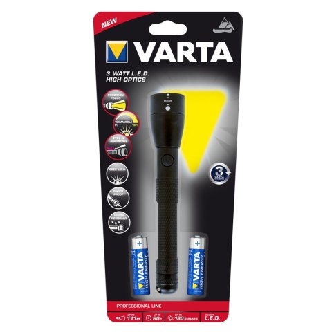 LATARKA LED HIGH OPTICS F20 3W (+2xAA) 180 lm VARTA