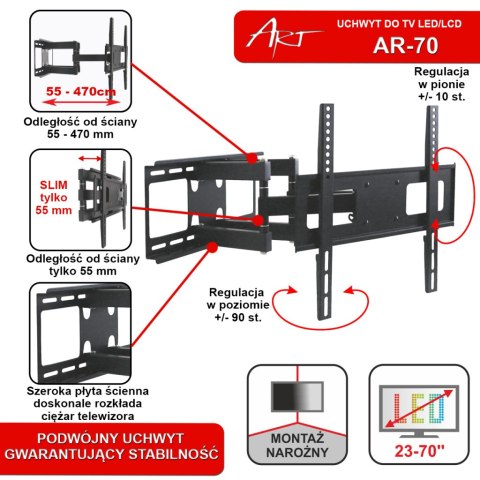 UCHWYT DO TV LED/LCD AR-70 ART 23-55" 45KG reg. pion/poziom 47cm