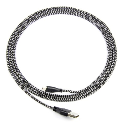 KABEL USB 2.0 Am/micro USBm czarno-biały oplot 2m ART oem