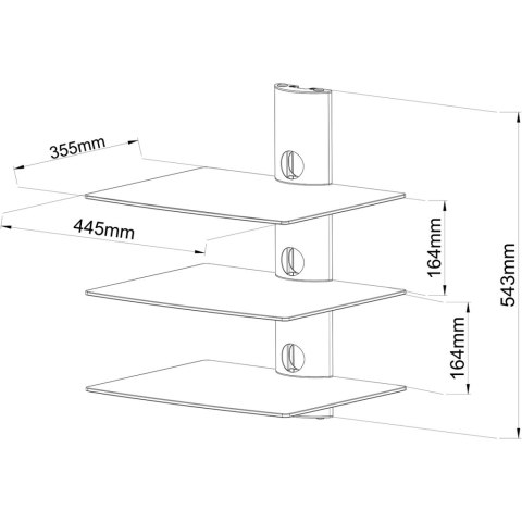 PÓŁKA ŚCIENNA potrójna DVD/TUNER 30KG D-51N ART OEM