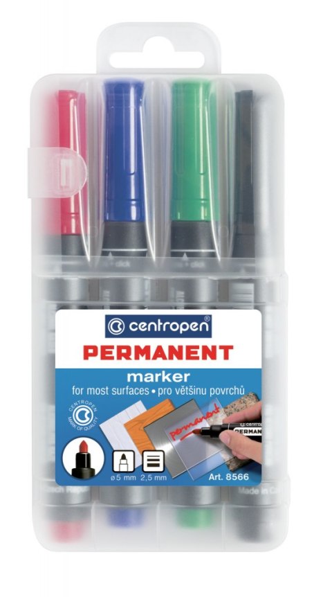 MARKERY PERMANENTNE "Permanent 8566" 4 kolory CENTROPEN